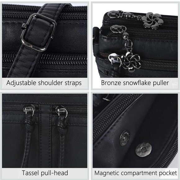 Designer-Inspired Small Crossbody Bag with Snowflake Pullers - Gift-Ready - Picture 5 of 8